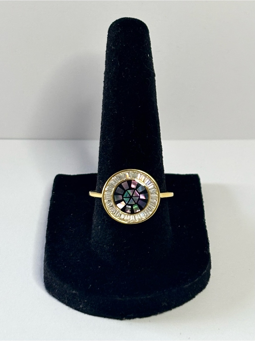 Gold abalone mosaic ring (size 7.25)